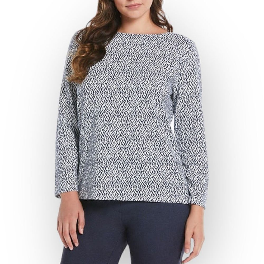 RAFAELLA Bell Sleeve Knit Top in Peacoat Size XL NEW